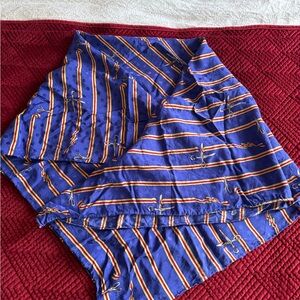 Nicole Miller 100% silk ribbon cutting Blue Striped Scarf 41” square